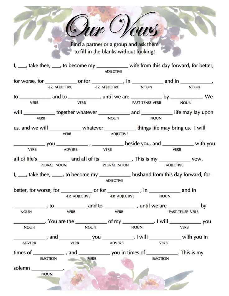 Wedding Vows Mad Libs Free Printable Printable Word Searches