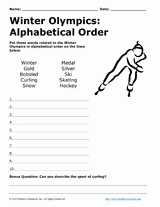 Winter Olympic Games Alphabetical Order Activity Winter Olympic Games