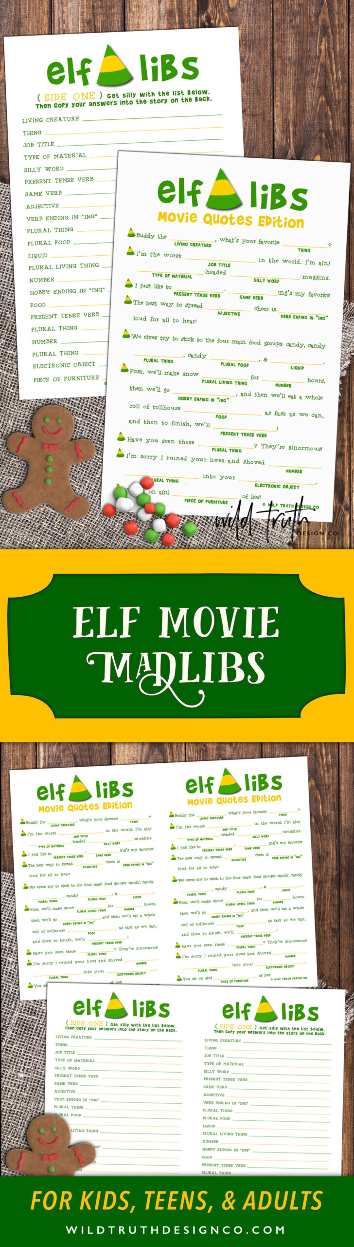 Buddy The Elf Mad Libs Christmas Movie Party Game Printable C100 