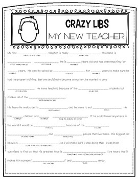 Crazy Libs A Mad Libs Style Activity For The Classroom TpT