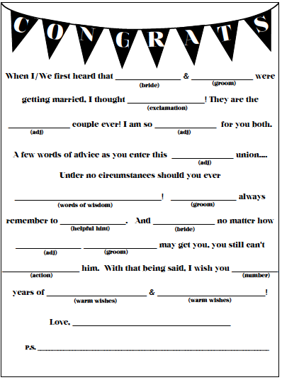 Engagement Party Mad Libs