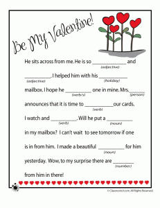Having A Ball In 3rd Grade Valentine Mad Libs