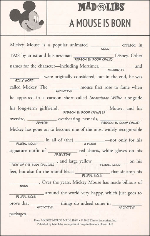 Mickey Mouse Mad Libs Penguin Young Readers 9780451534002