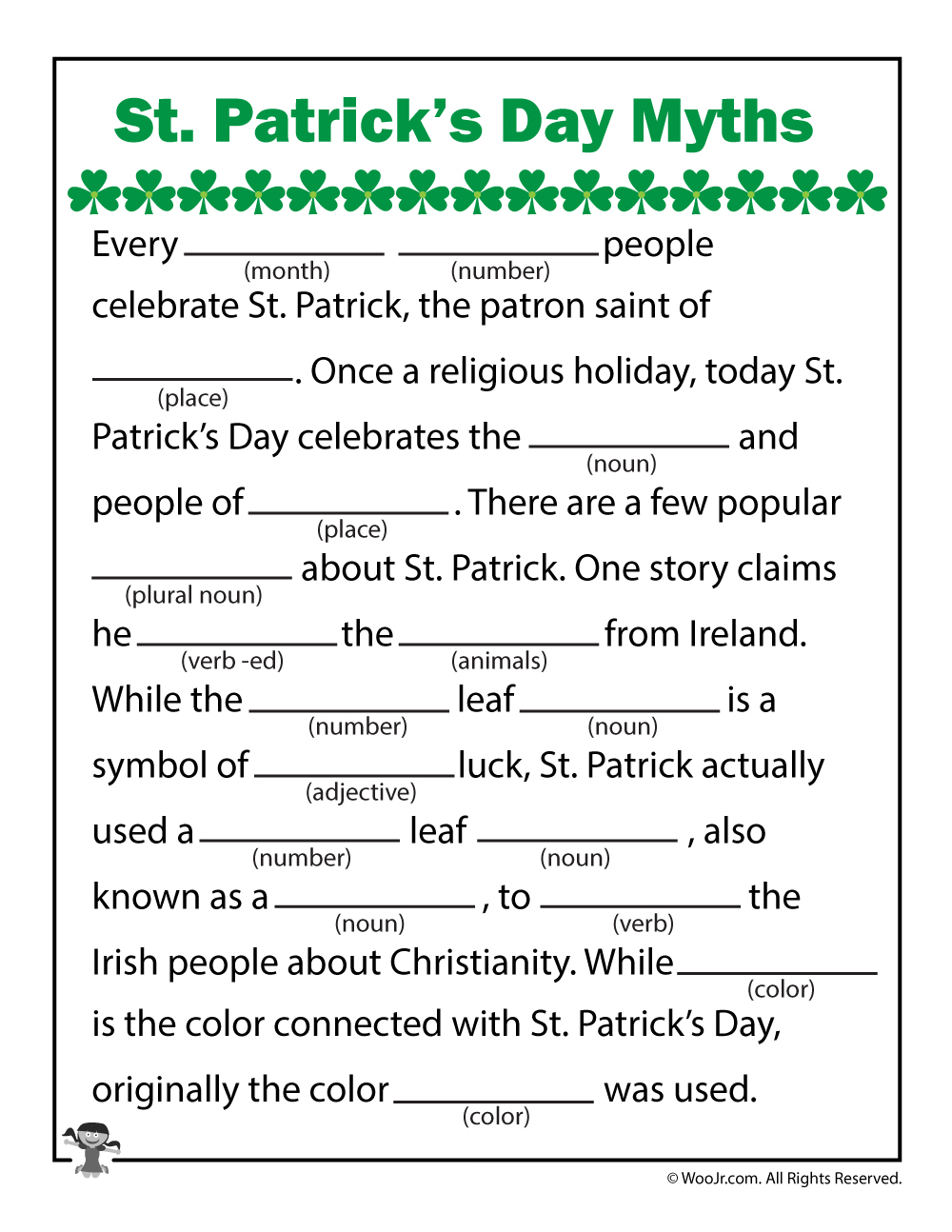 St Patrick 39 s Day Myths Printable Mad Libs Woo Jr Kids Activities