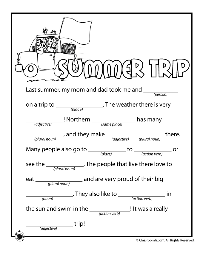 Summer Trip Mad Libs Woo Jr Kids Activities Summer Worksheets