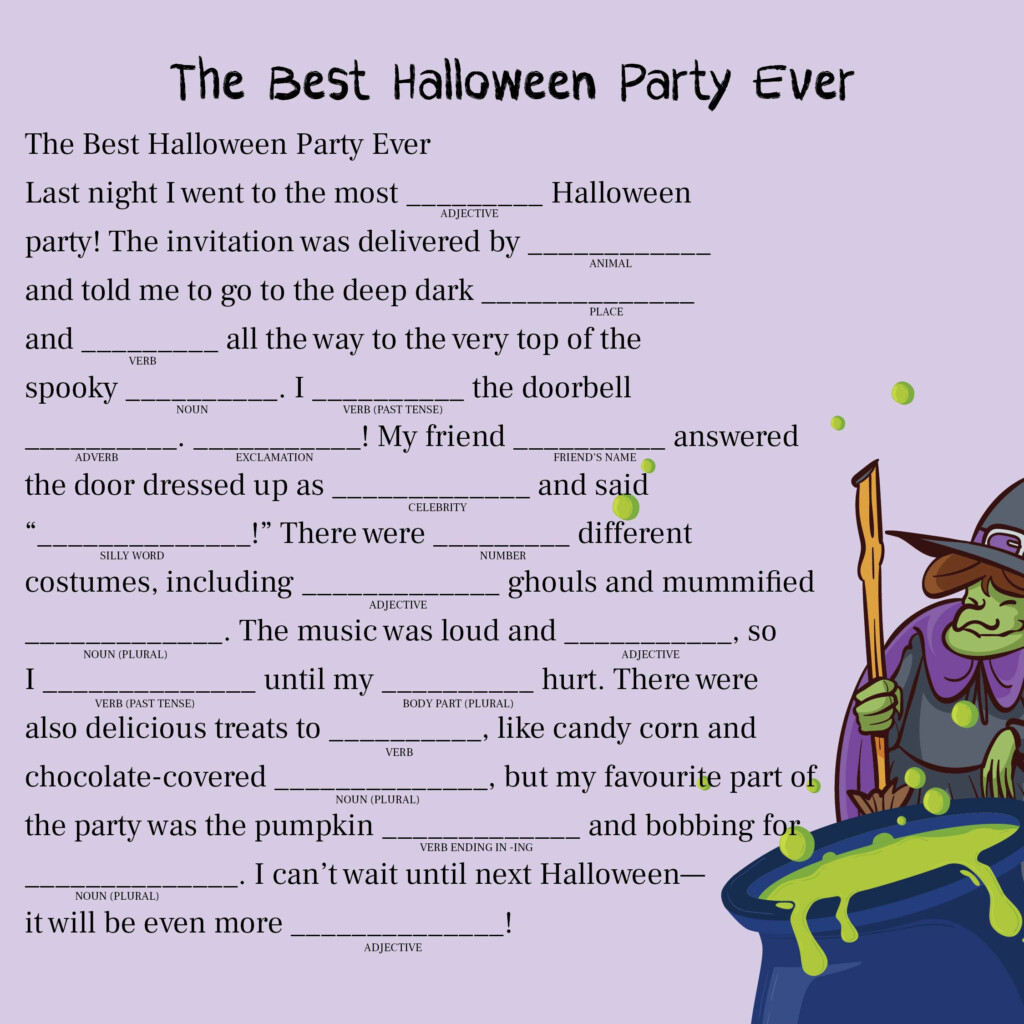 15 Best Adult Halloween Mad Libs Printable Printablee