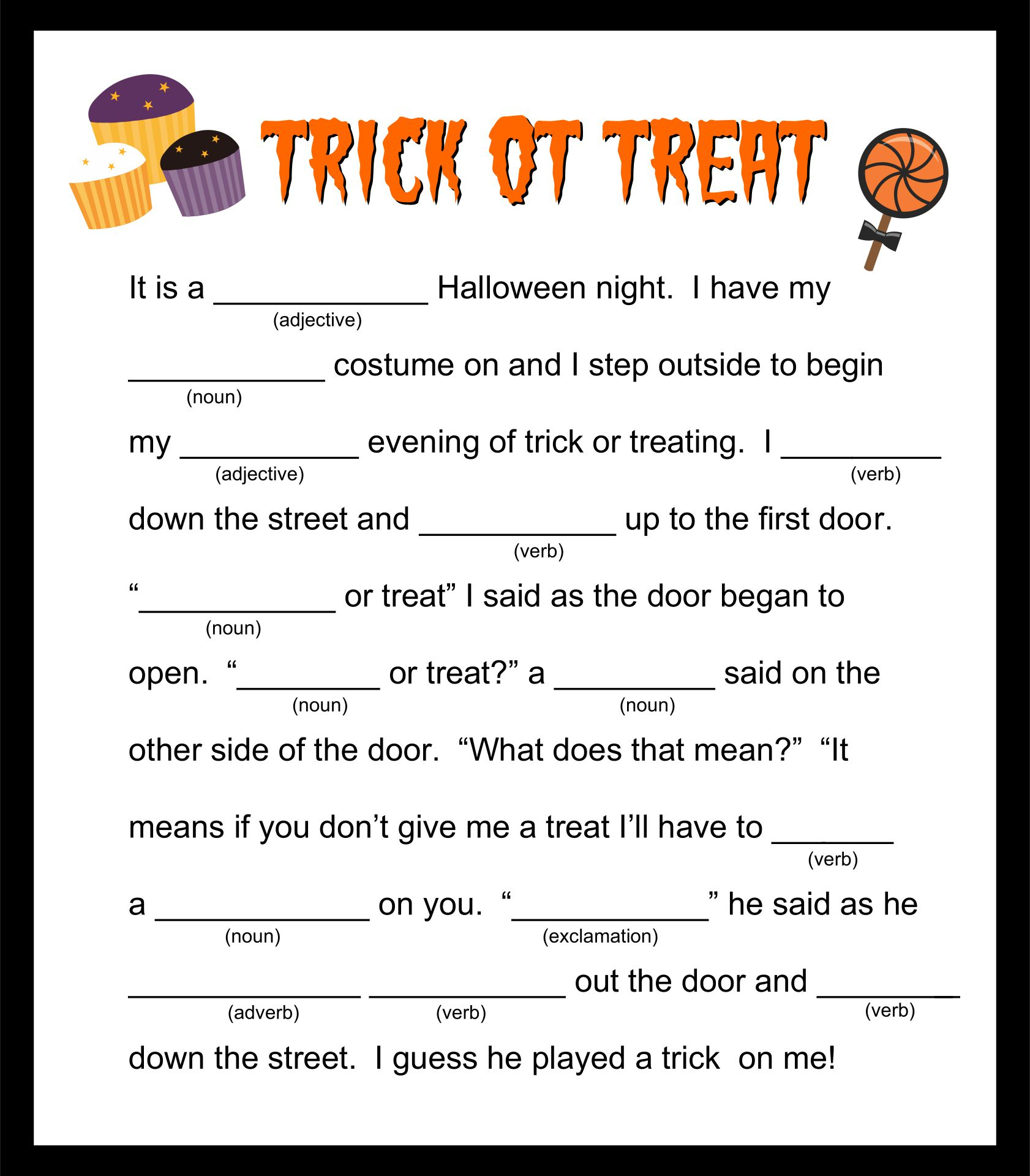 15 Best Halloween Mad Libs Printable Worksheets Printablee