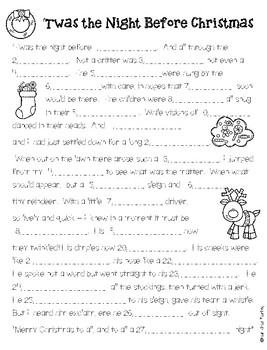 39 Twas The Night Before Christmas Mad Lib By Heart To Heart Teaching