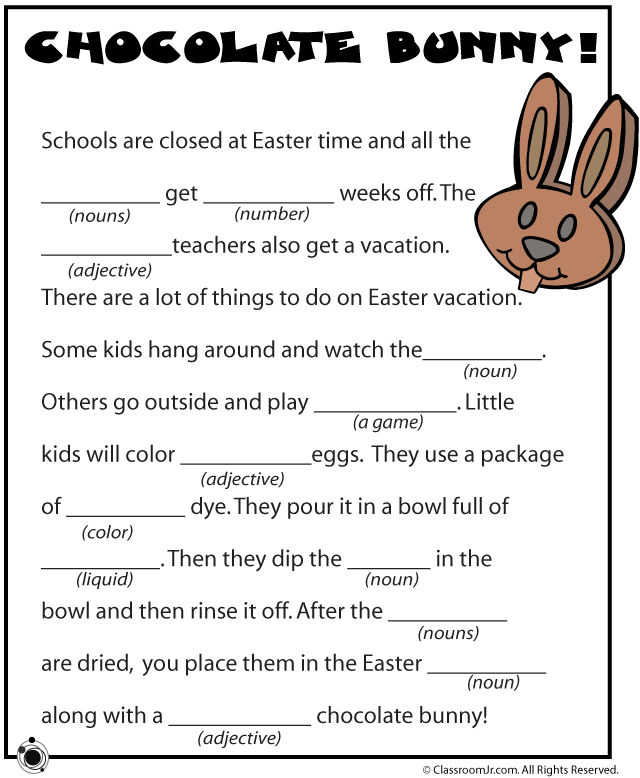5 Easter Mad Libs Printable For Kids