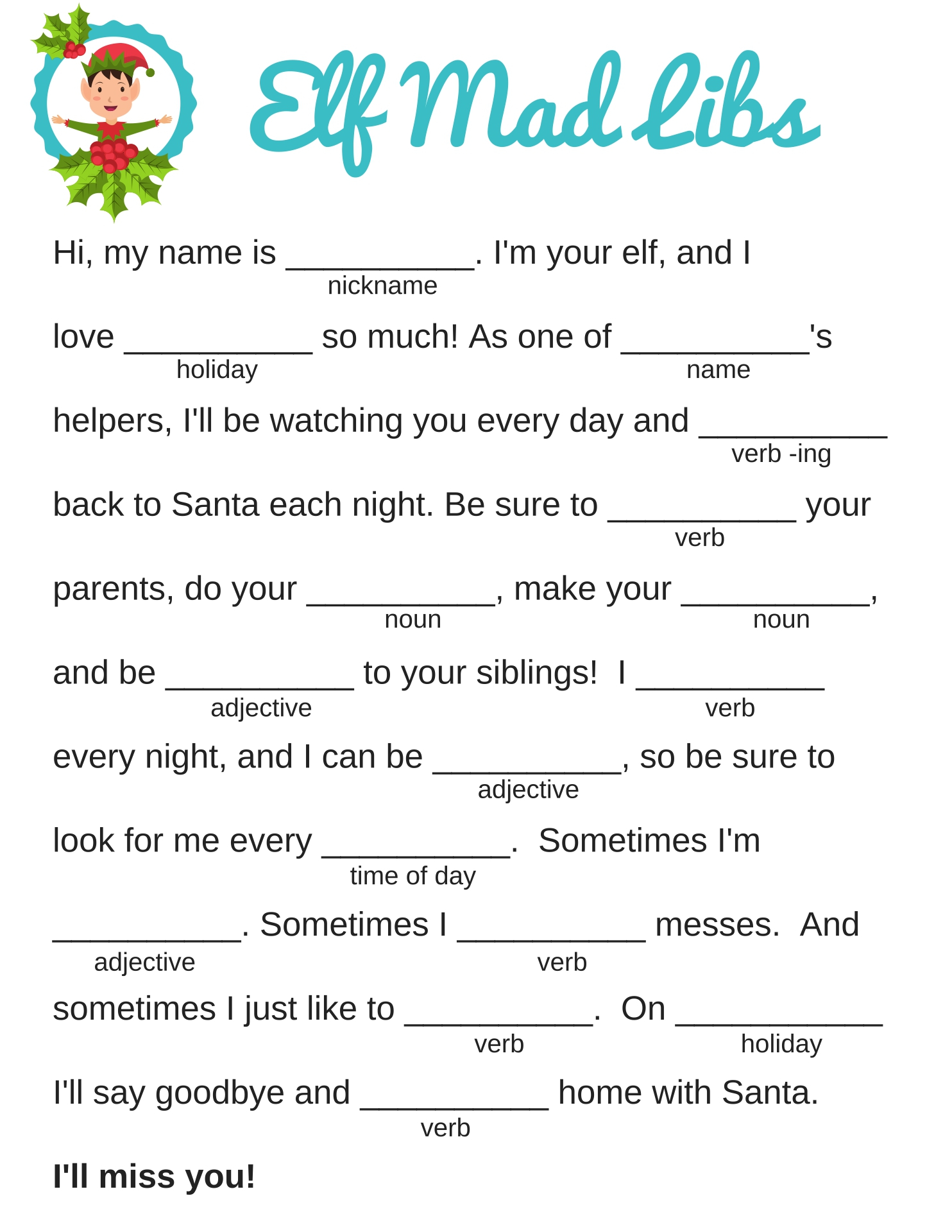 7 Best Christmas Mad Libs Printable Printablee