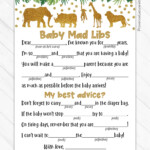 Baby Mad Libs Advice Card Safari Baby Shower Game Jungle Etsy