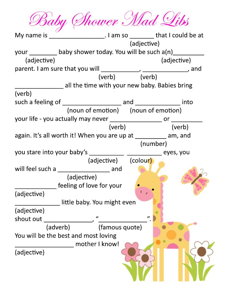 Baby Shower Mad Libs Part 1 Baby Shower New Baby Products Baby 