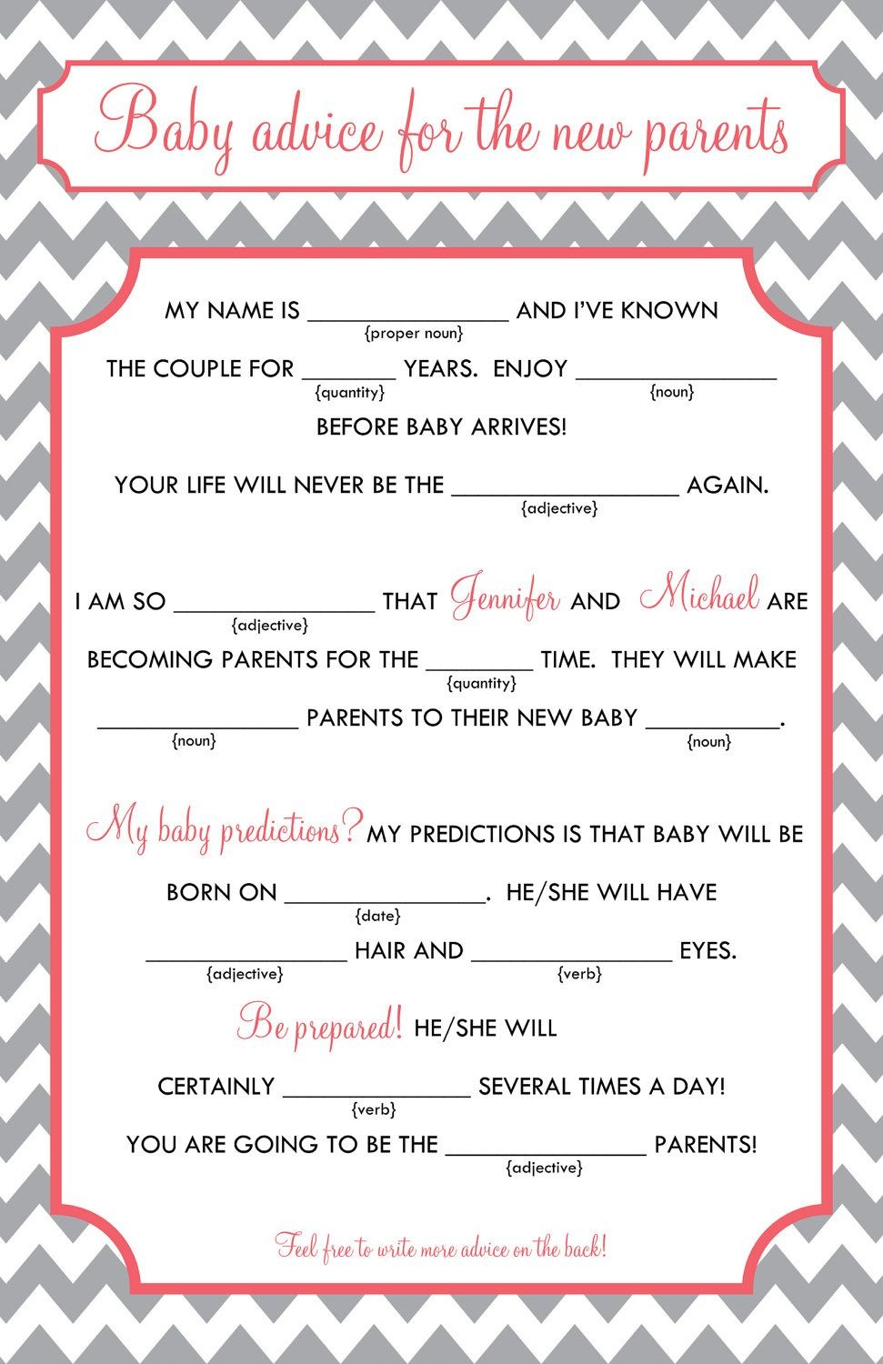 Baby Shower Mad Libs Printable Free Free Printable