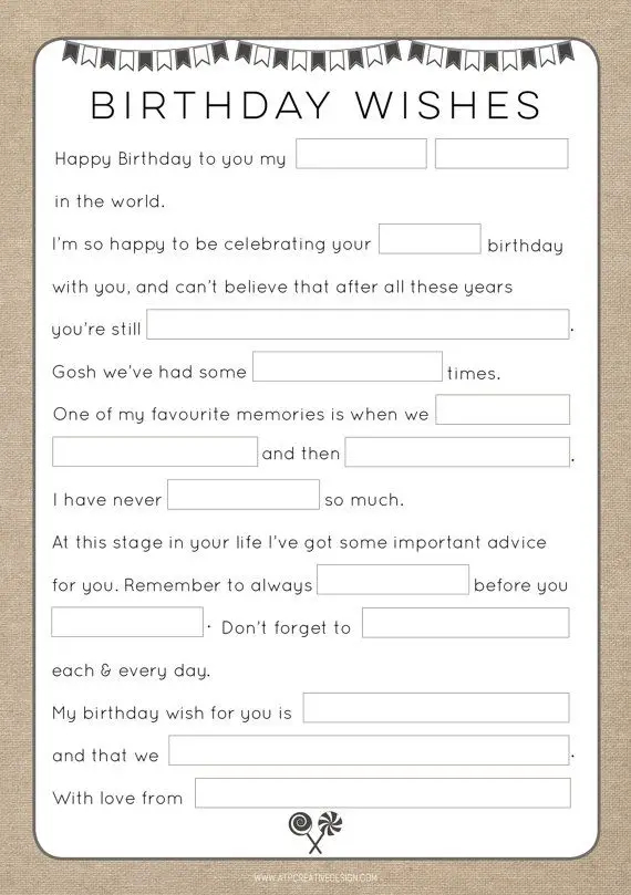 Birthday Mad Libs Printable Free Printable Templates