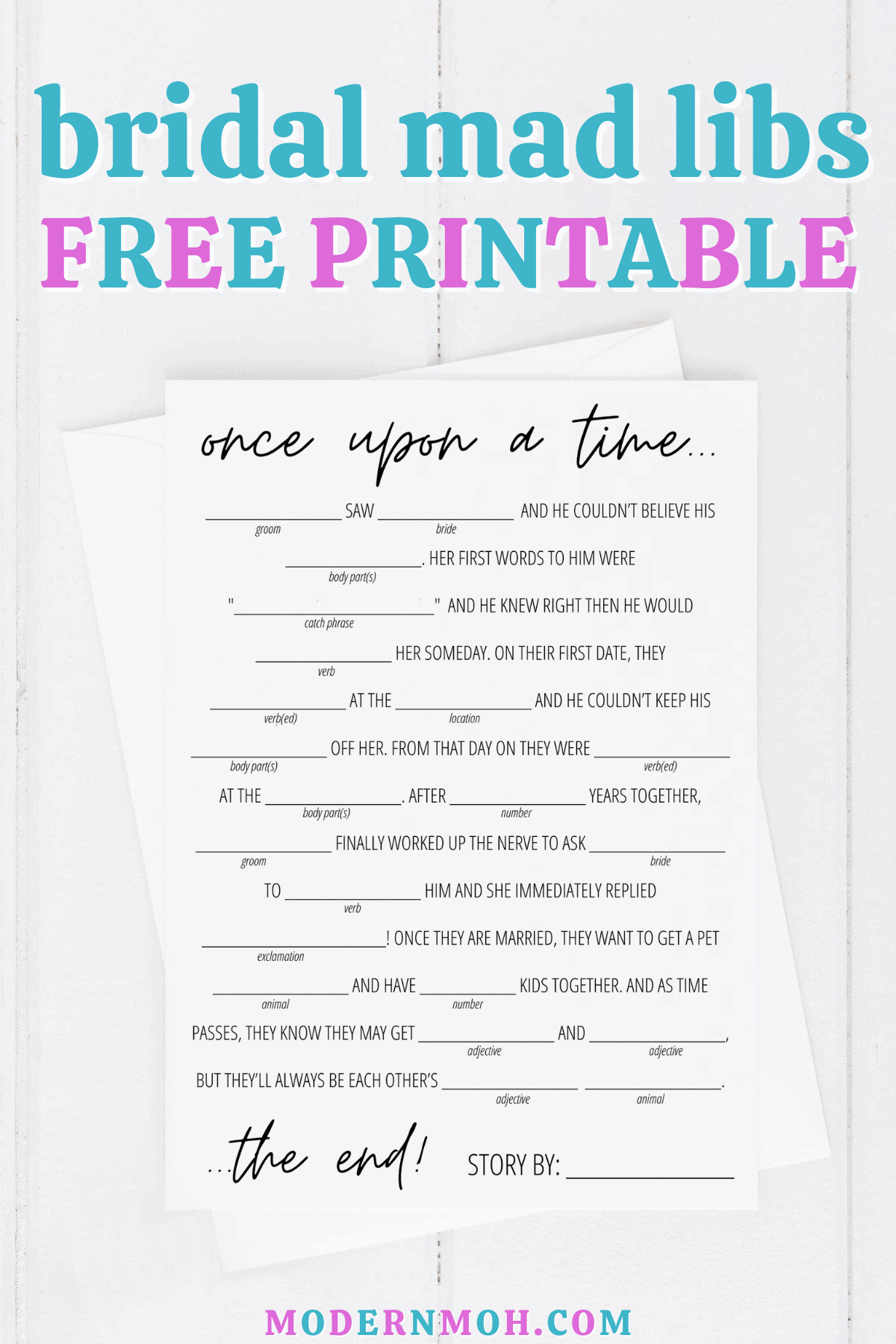 Bridal Shower Mad Libs Free Printable