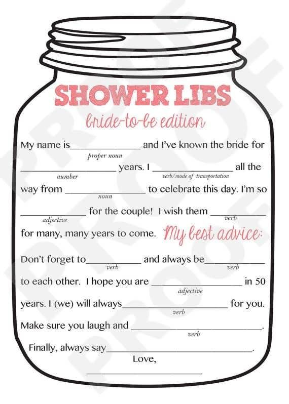 Bridal Shower Mad Libs Printable Free Printable Word Searches