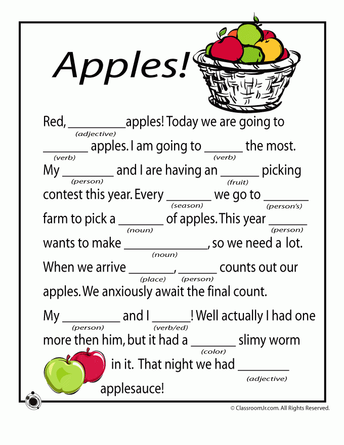 Check Out Our Autumn Mad Libs To Print With Stories About Apple 