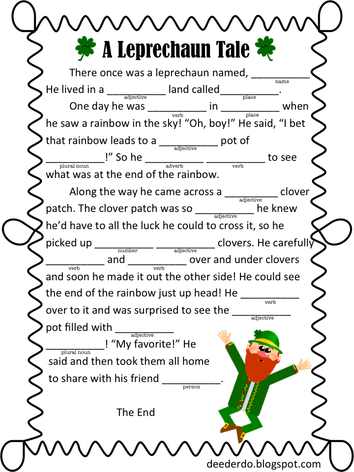 Deeder Do Leprechaun Mad Lib FREEBIE