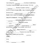 English Worksheets Prepositions Places Mad Libs