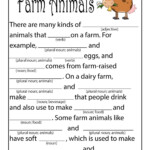 Farm Animal Mad Libs Printable Kindergarten Phonics Worksheets