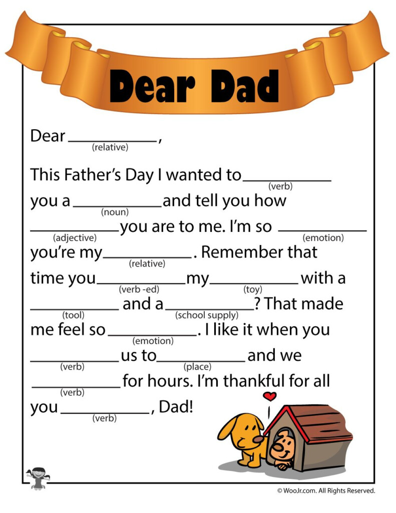 Father 39 s Day Mad Libs Woo Jr Kids Activities Dear Dad Activities 