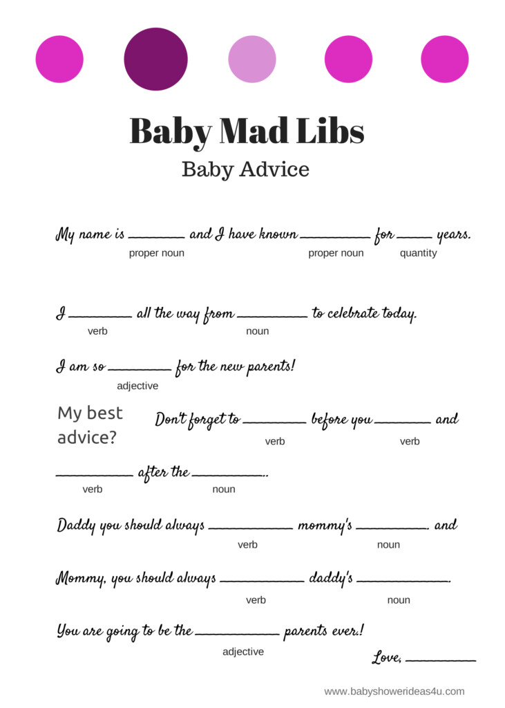 FREE Baby Shower Mad Libs Template Baby Shower Ideas 4U