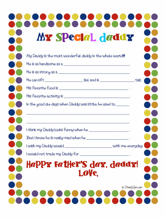 Free Father 39 s Day Printable Mad Libs Family Spice