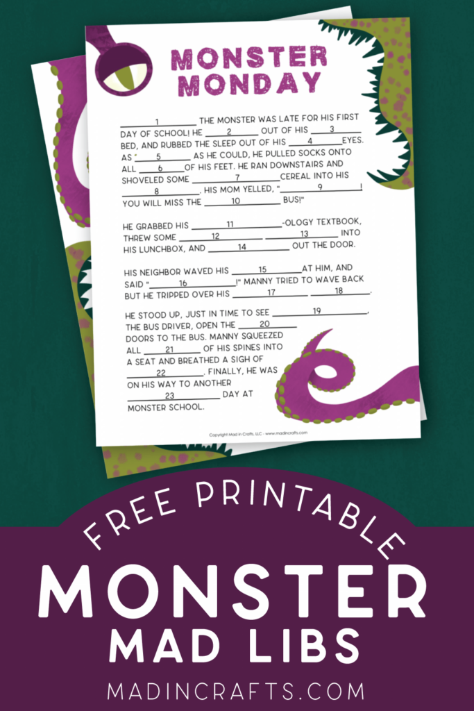 FREE MONSTER MAD LIBS PRINTABLE Crafts Mad In Crafts