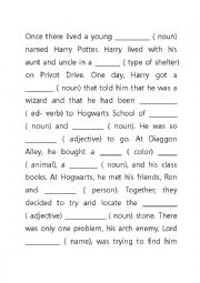 Harry Potter Mad Lib ESL Worksheet By Katyrye