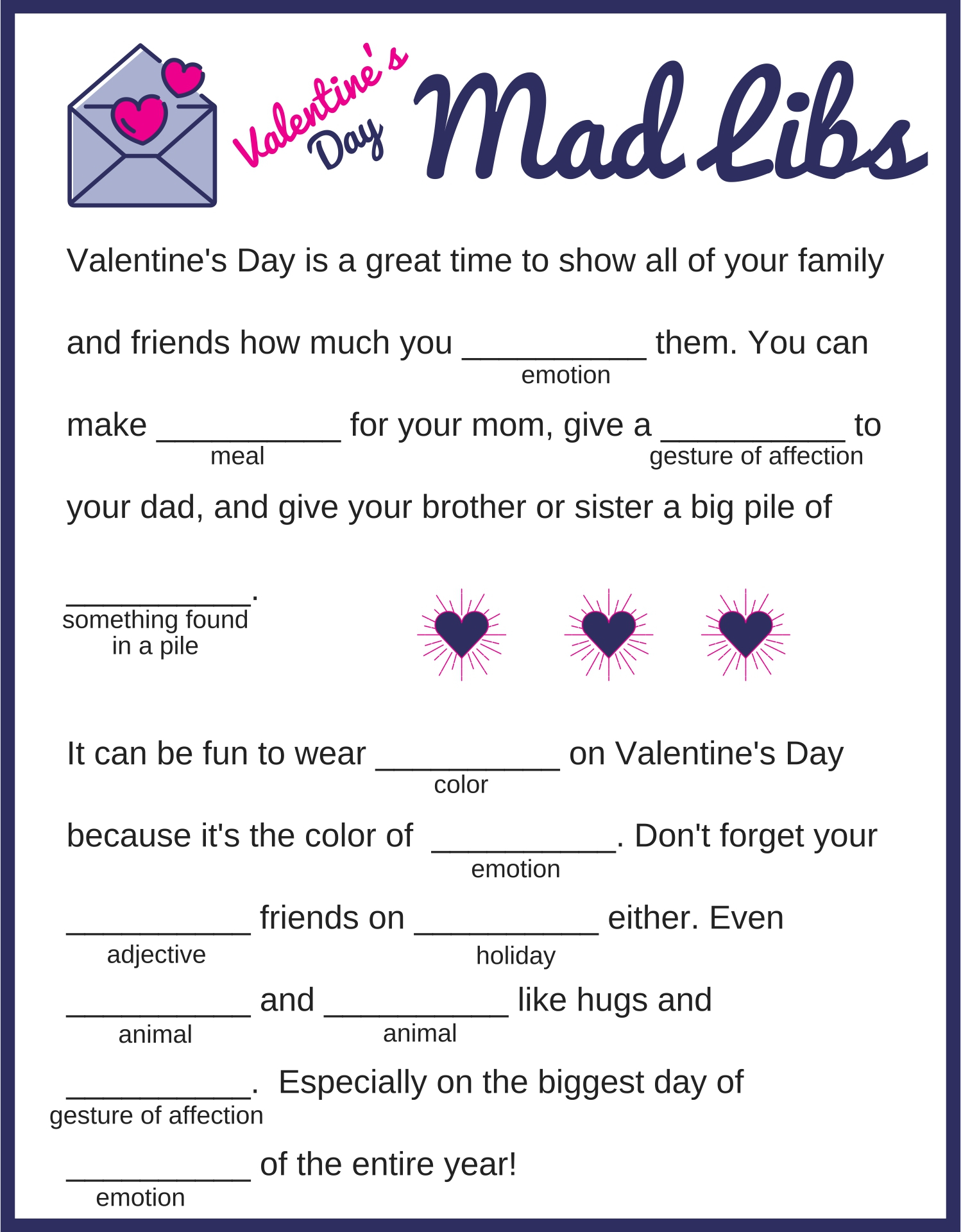 Love Mad Libs Printable For Kids 2022 Printablemadlibs