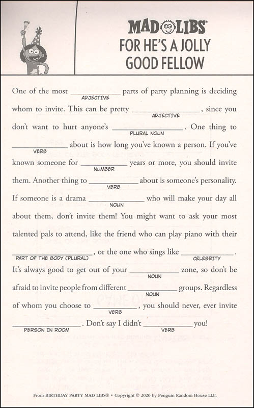 Mad Libs 40th Birthday Printable 2022 Printablemadlibs