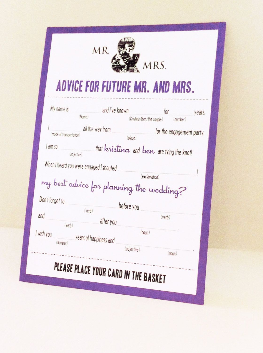 MAD LIBS ENGAGEMENT Party Mr Mrs Edition Digital File 20 00 