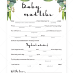 Mad Libs For Baby Shower Game Printable With Eucalyptus Leaves