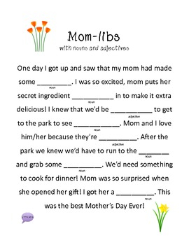 Mom libs A Great Mother 39 s Day Mad lib By Practically Speeching