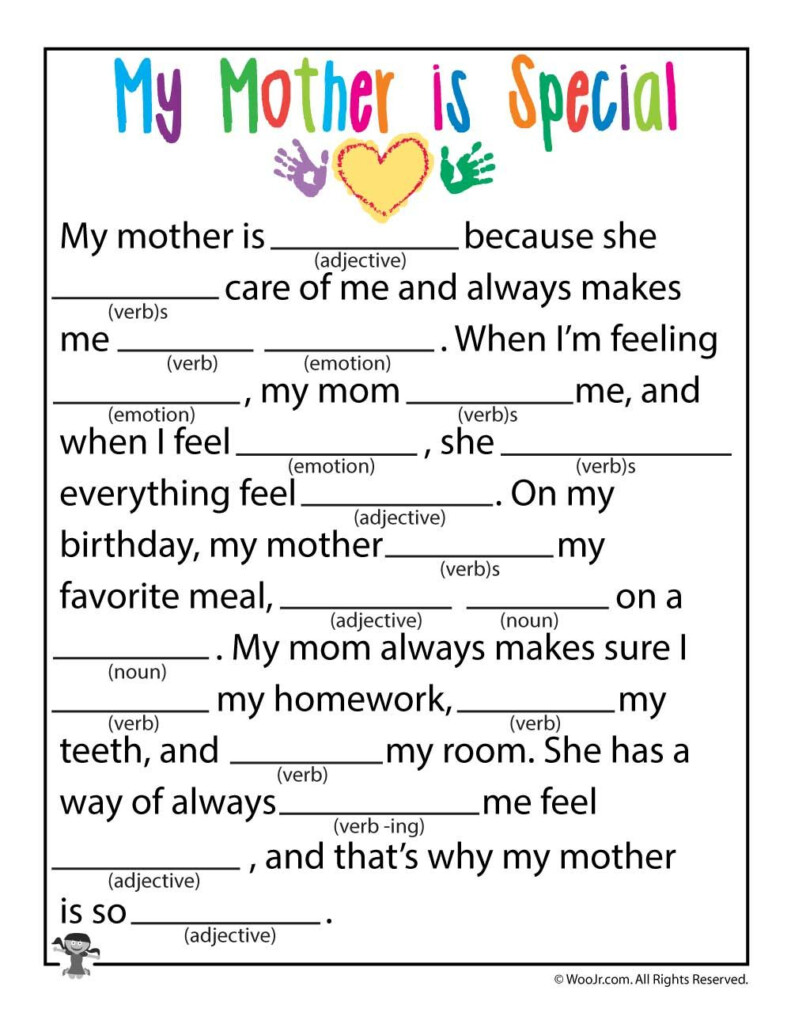 Mother 39 s Day Ad Lib Fill In Stories Kindergarten Worksheets Kids Mad 