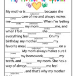 Mother 39 s Day Ad Lib Fill In Stories Kindergarten Worksheets Kids Mad