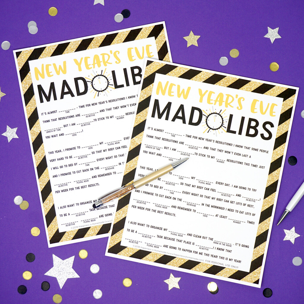 New Year 39 s Eve Mad Libs Printable Happiness Is Homemade