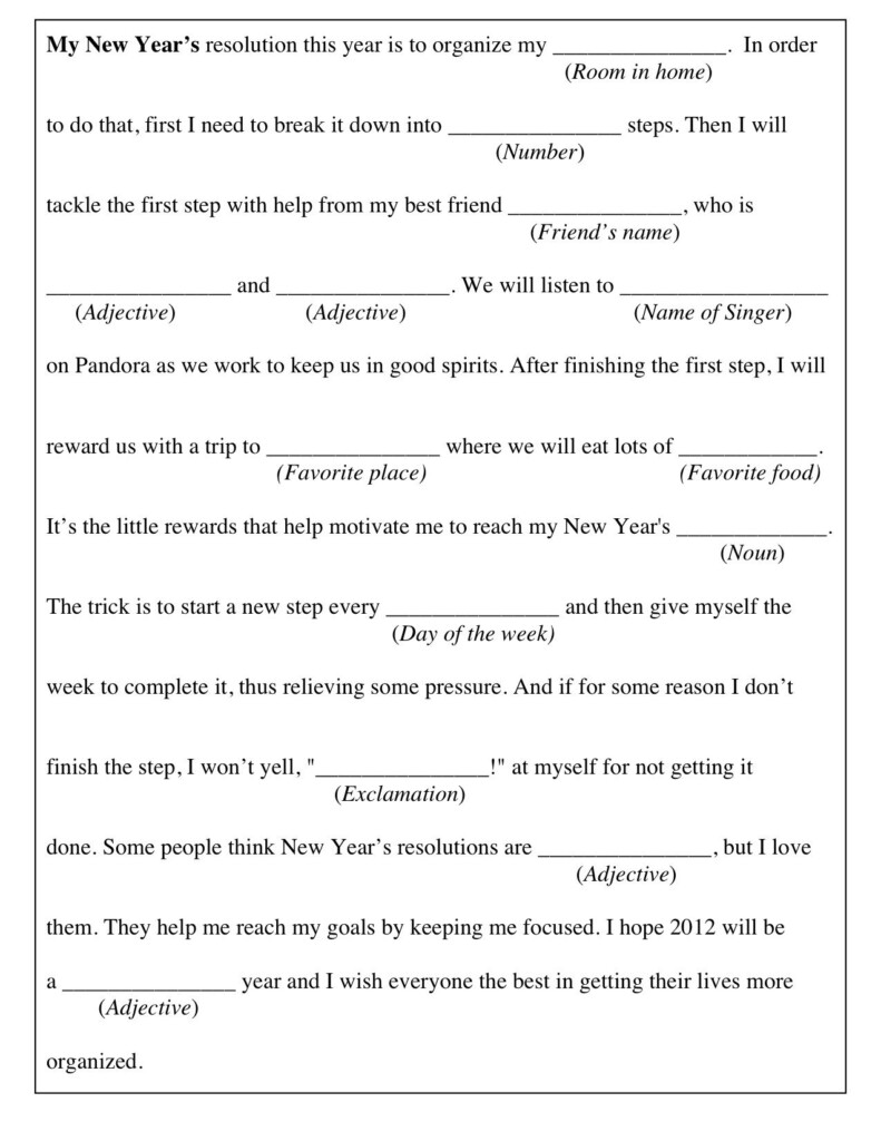 New Year s Resolutions Mad Libs Style New Year 39 s Eve Activities 