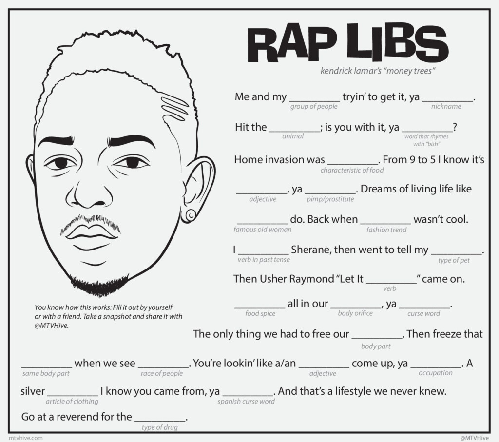 Play Rap Libs With Kendrick Lamar 39 s quot Money Trees quot Funny Mad Libs Rap 