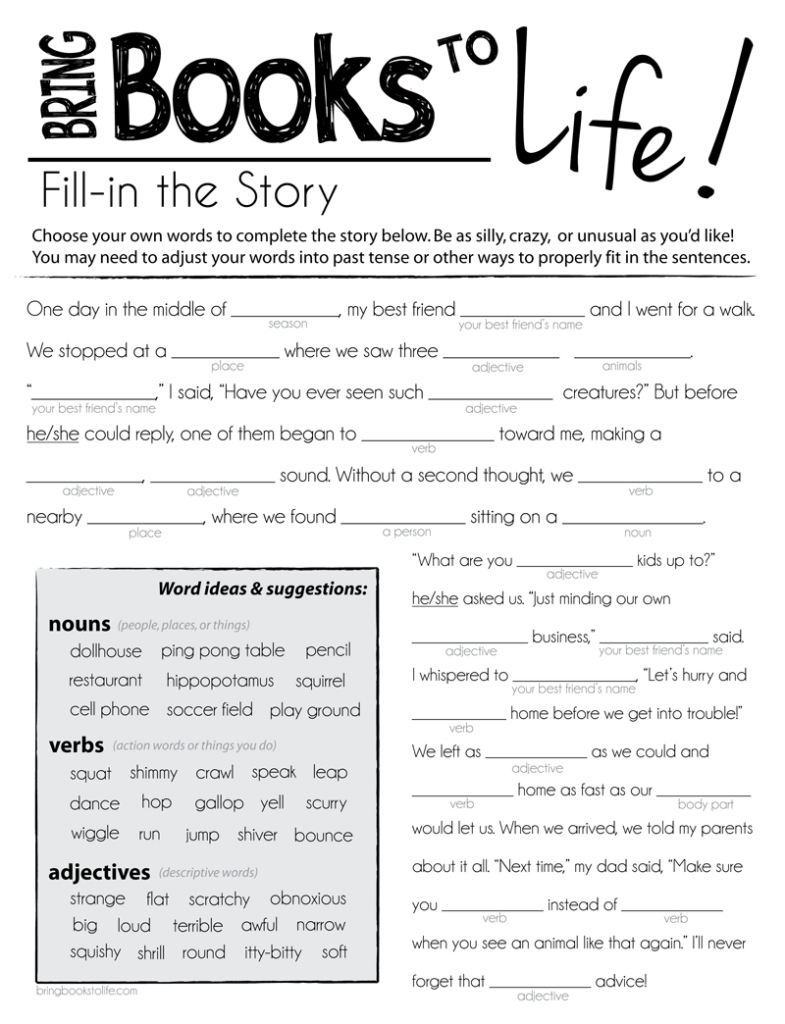 Printable Mad Libs For Kids