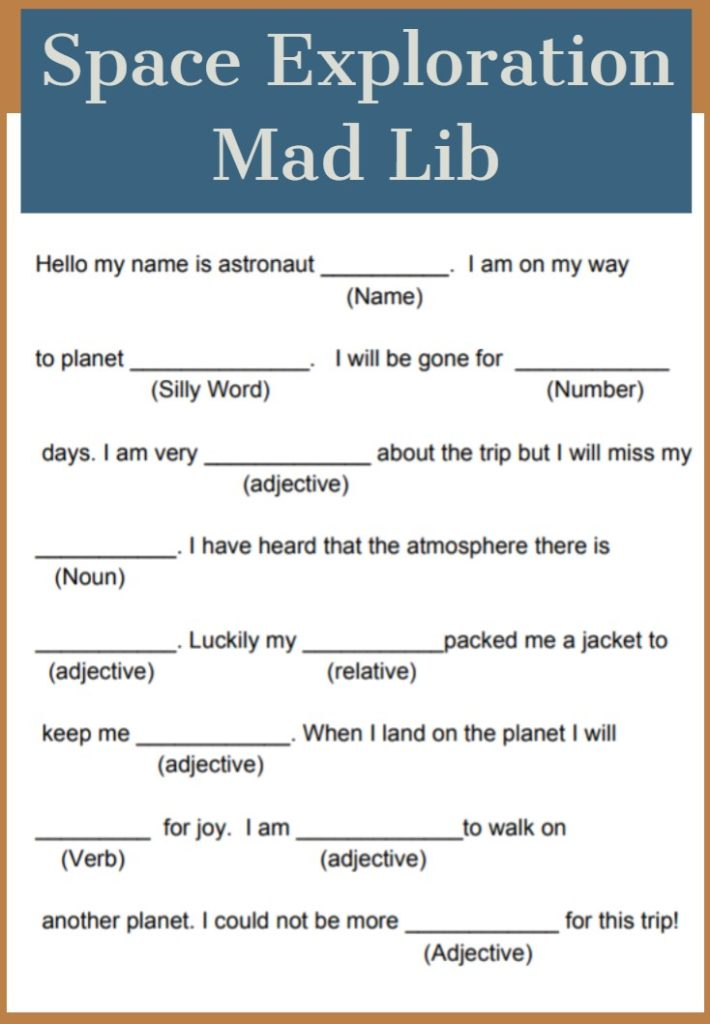 Printable Space Mad Lib Game That After School Life