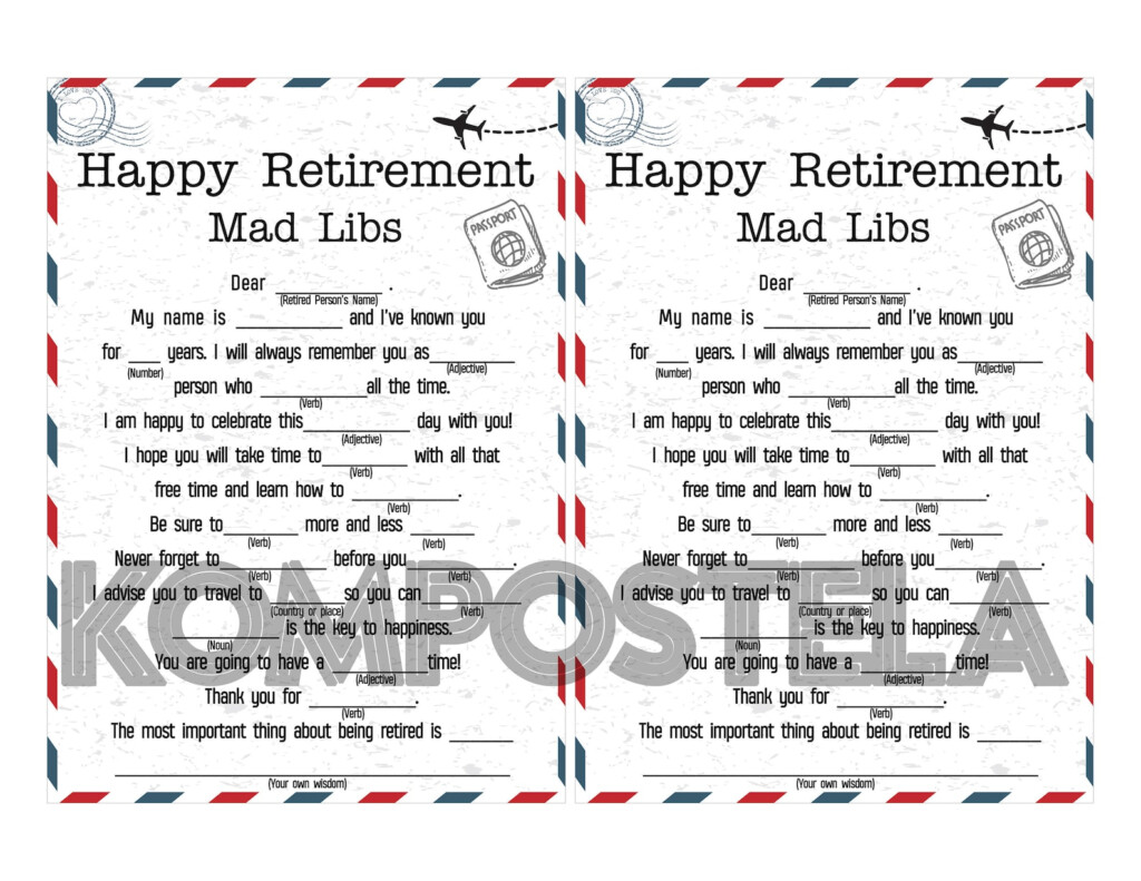 Retirement Mad Libs Happy Retirement Game Printable Etsy Finland