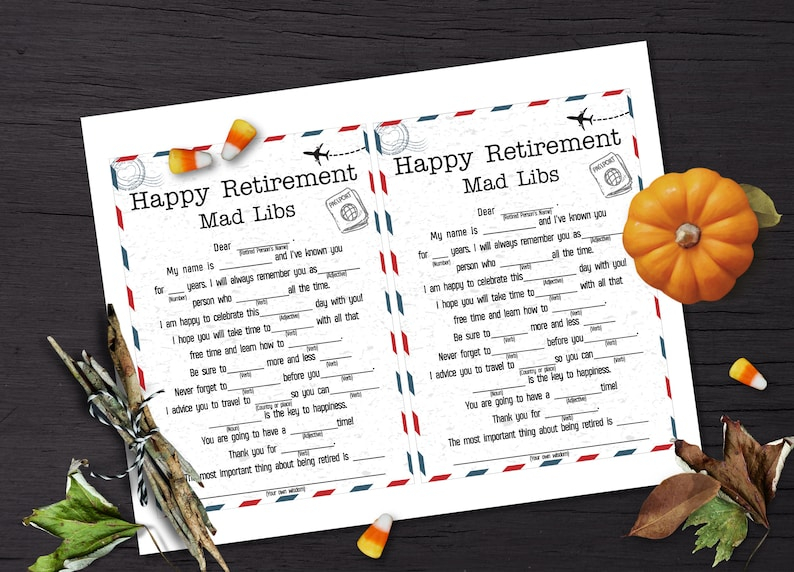 Retirement Mad Libs Happy Retirement Game Printable Etsy