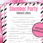 Slumber Party Mad Libs Printable Sleepover Games For Kids Etsy