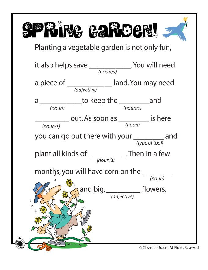 Spring Garden Madlib Spring Worksheet Printable Mad Libs Spring 