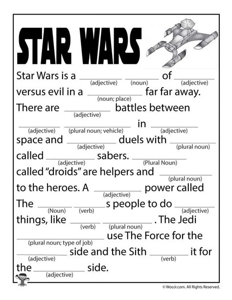 Star Wars Fill In The Blank Mad Libs Woo Jr Kids Activities In 2020 