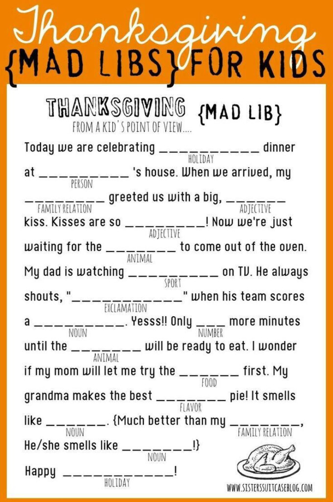 Thanksgiving Mad Libs Thanksgiving Mad Lib Free Thanksgiving 