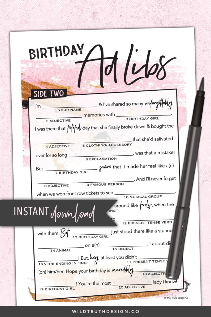 Women 39 s Birthday Mad Libs For Adults Printable Adult Etsy